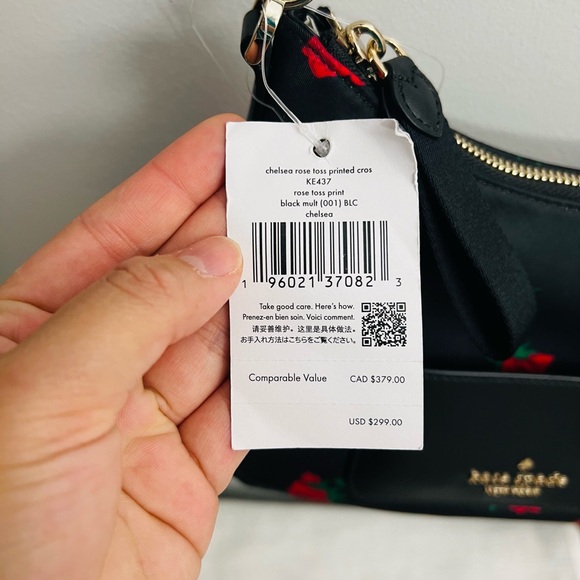 NWT Kate Spade New York Chelsea Rose Toss Printed Crossbody Bag - Black Multi - Picture 12 of 16